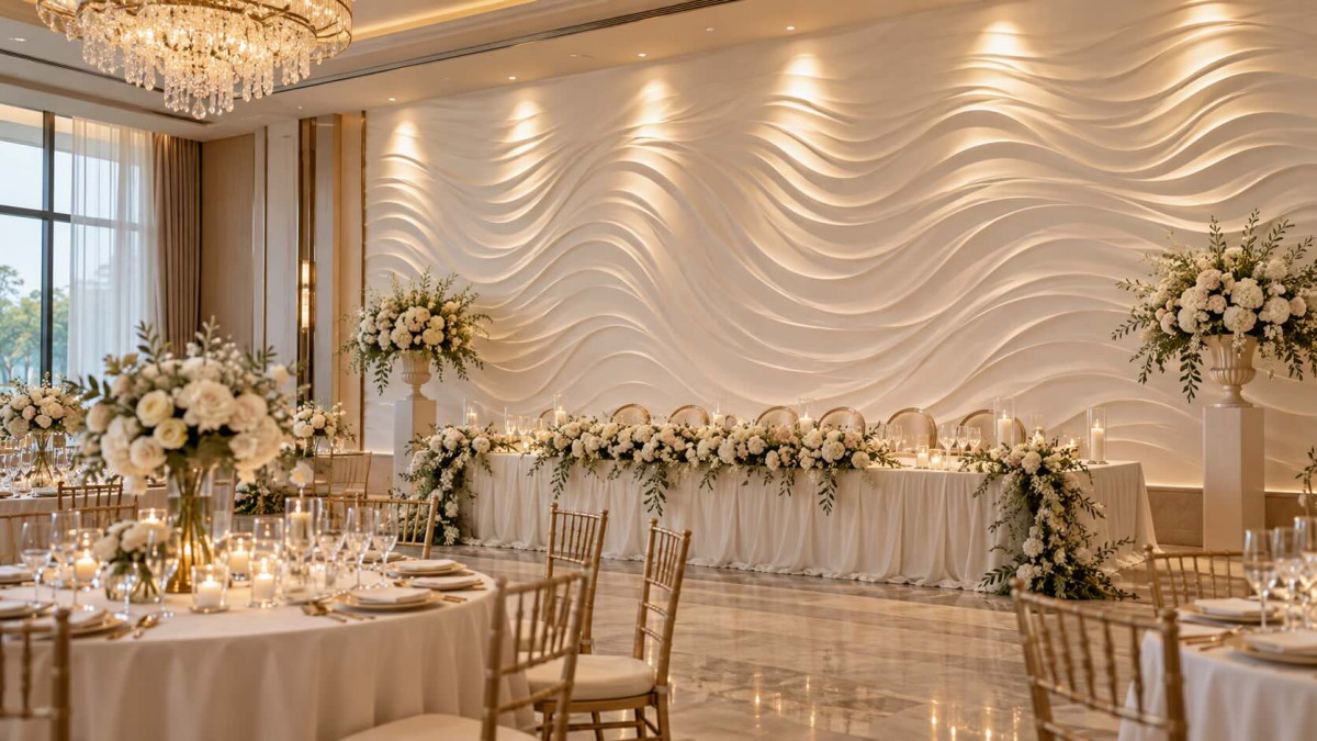 Uređenje sale za svadbe: kako 3D gipsani paneli stvaraju elegantan prostor